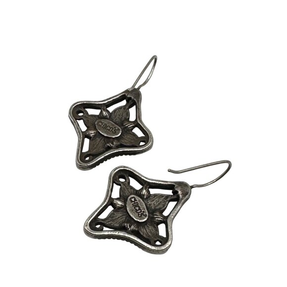 Chico's Earrings Jewlery Statement Dangle Drop Silver Tone Red - Picture 6 of 7